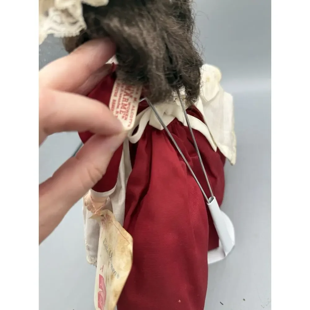 Vintage Madame Alexander Little Women Beth Doll Tagged Red Dress Bonnet 10”